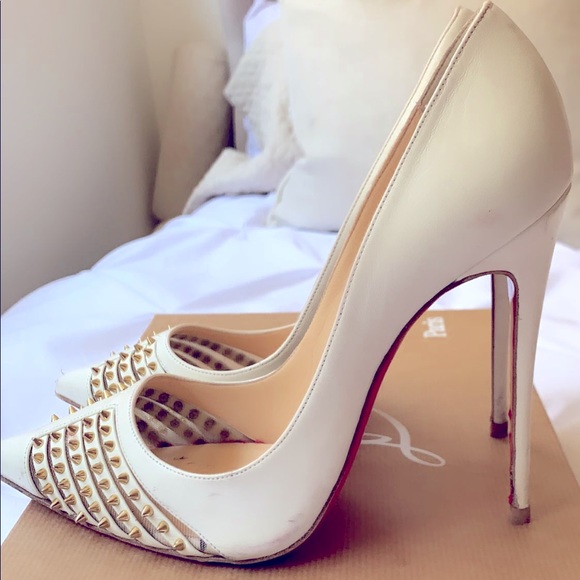 Christian Louboutin Shoes - Christian Louboutin Bareta Spike Heels White 38.5